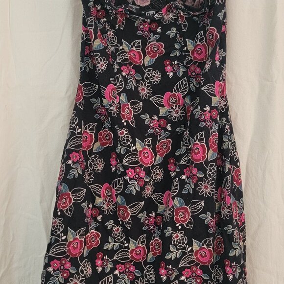 Floral Cotton A-Line Halter Dress Size L - Picture 5 of 8
